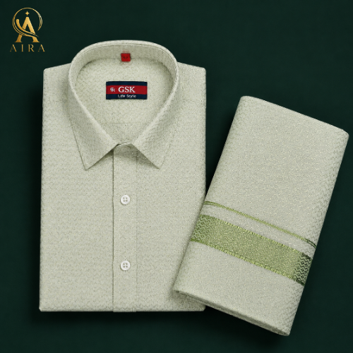 green veshti set