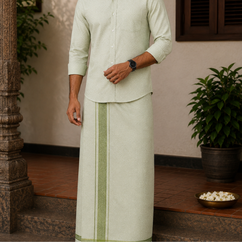 green veshti set