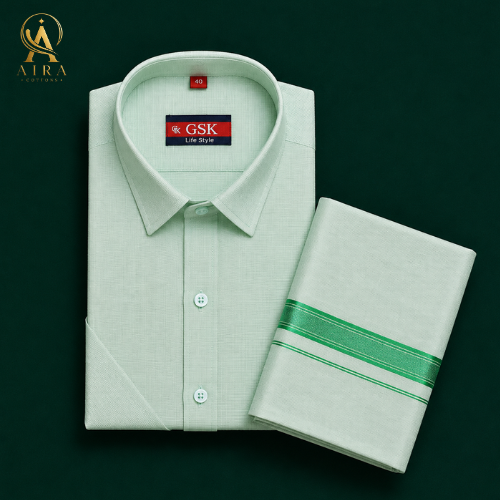green veshti set
