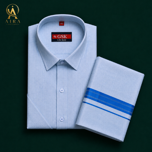 blue veshti set