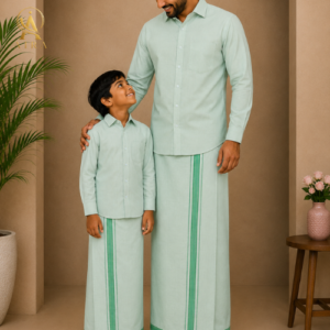 green father son veshti set