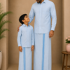 blue father son veshti set combo
