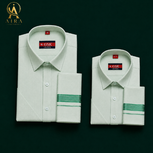 green veshti father son combo
