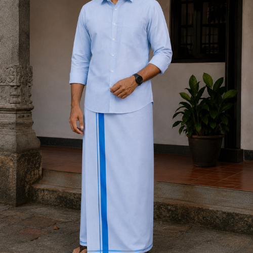 blue veshti set model